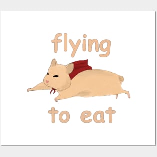 hamster is flying to eat Posters and Art